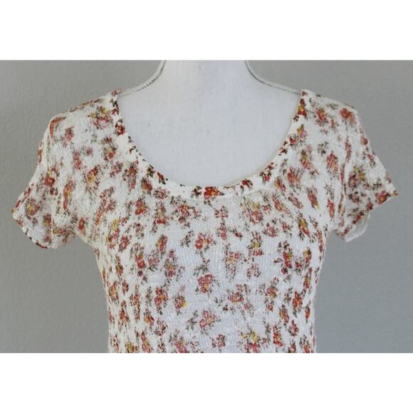 Free People Boho Floral Crochet Top Shirt Size L - Picture 2 of 6